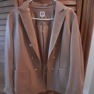 Anne Klein Women's Open Front Double-Breasted Faux Leather Jacket